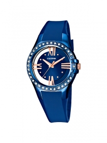 Calypso Damenuhr blau rosé K5680/6 Straßuhr